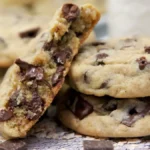 Freshly baked chocolate chip cookies on a cooling rack