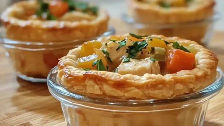 Mini chicken pot pies in a muffin tin, made with Pillsbury pie crust and filled with creamy chicken and vegetables, perfect for a cozy meal or meal prep.