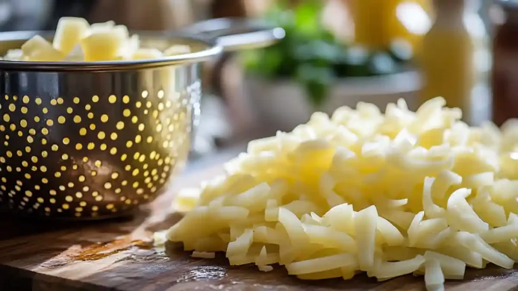 Fresh and canned scungilli recipe being prepared for cooking.