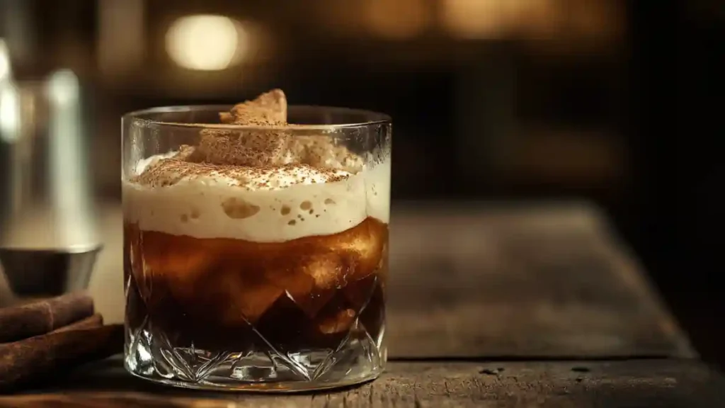 Adult dirty root beer float with spiced rum
