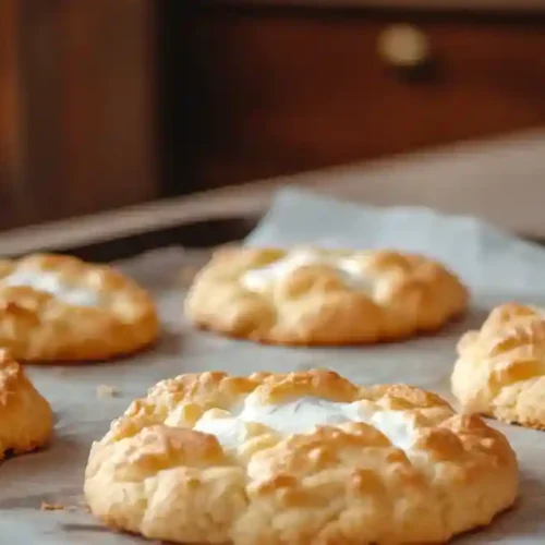 Close-up of gooey marshmallow cookies fresh from the oven