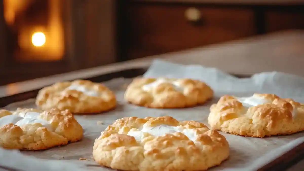 Close-up of gooey marshmallow cookies fresh from the oven