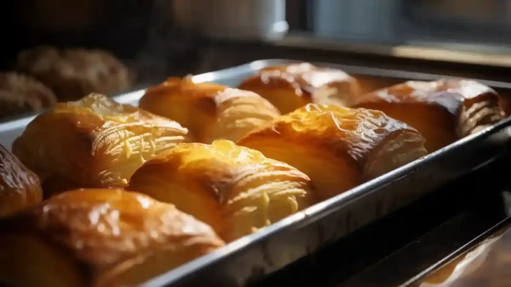 Pastries with golden brown glossy crusts