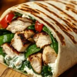 Cottage cheese wrap recipe with grilled chicken and spinach
