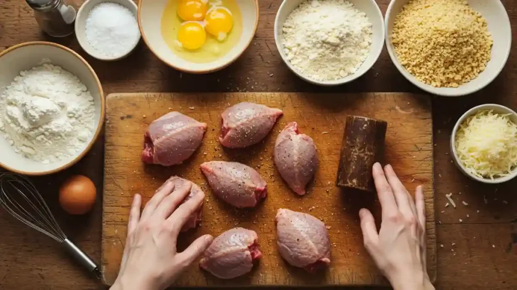Grouse breast preparation for Parmesan