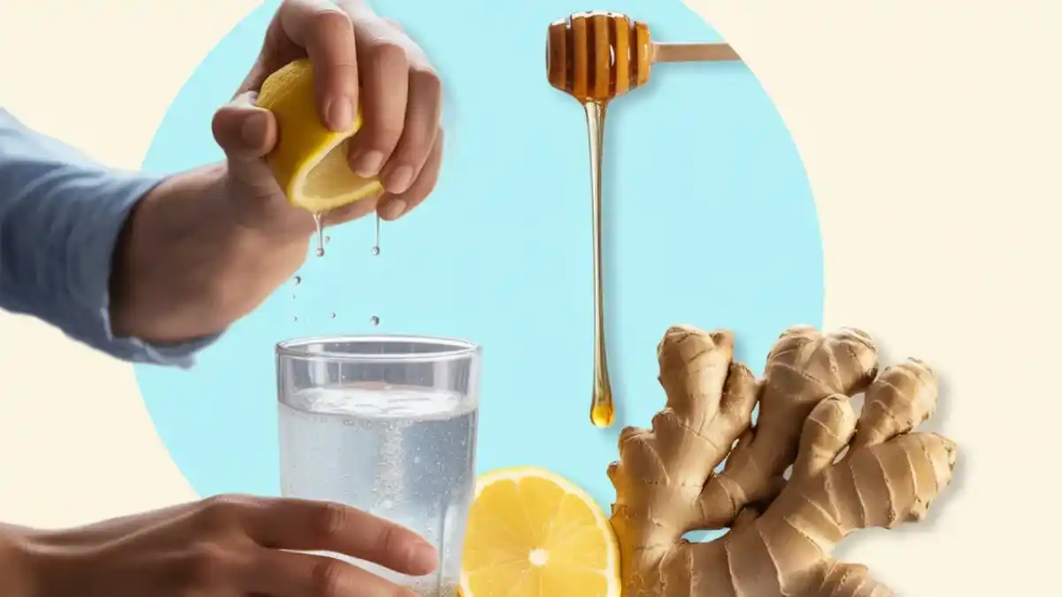 Natural drink with squeezed lemon, fresh ginger, and honey – Mounjaro wellness recipe