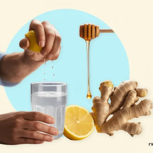 Refreshing natural 4-ingredient Mounjaro drink recipe with lemon, honey, and ginger.