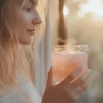Pink Salt Trick Recipe – woman drinking salt water at sunrise