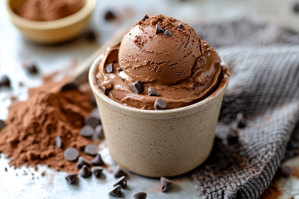 Chocolate protein ninja creami recipes ice cream with cocoa and whey powder