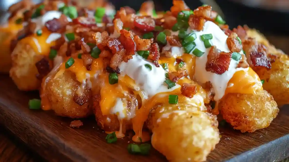 loaded tater tots with cheese and bacon