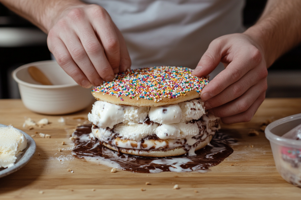 homemade eggo ice cream sandwich step-by-step