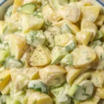 Classic potato salad recipe with egg, creamy dressing, and fresh herbs.