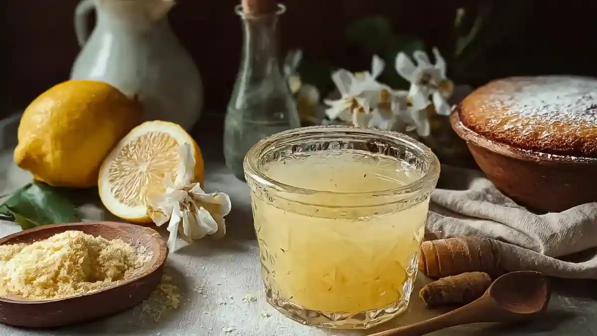 Refreshing natural 4-ingredient Mounjaro drink recipe with lemon, honey, and ginger.